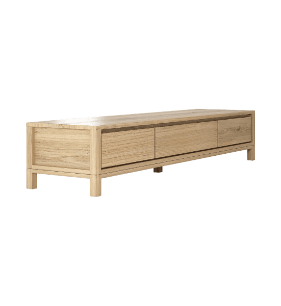 Solid tv cabinet with 2 drawers, 1 flip-down door – image 1