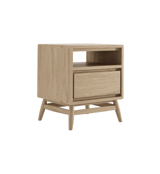 Twist bedside table with 1 drawer, 1 open shelf – image 1